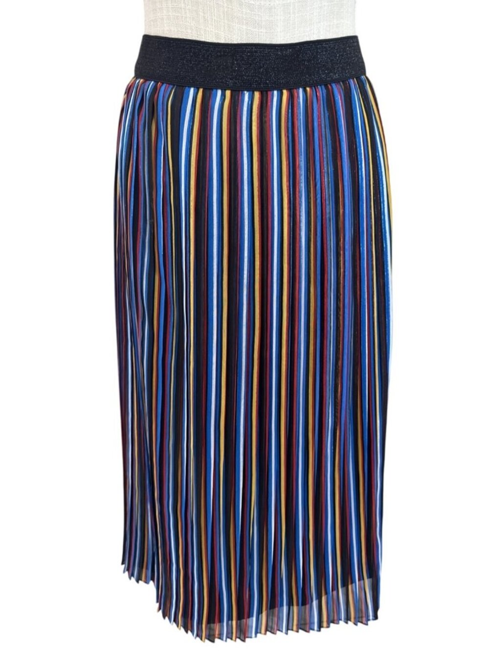 I.N.C International Concepts Colorful Pleated Striped Midi Skirt Size L